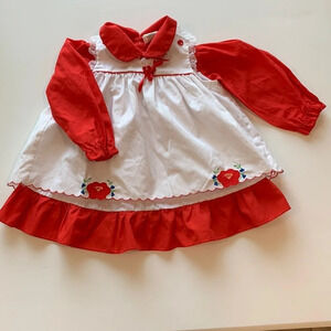 Mayfair - 24 month, red and white 2 piece apron dress